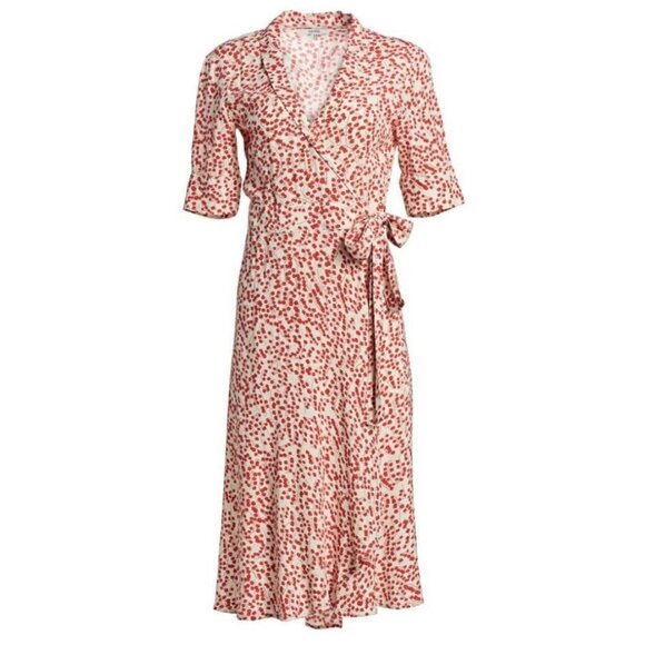 GANNI Goldstone Printed Crepe Wrap Dress 34 - Picture 2 of 6